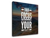 Pop art tablou pe pânză cu motivul Your focus, munți, cer, nori, apus de soare în alb nuanțe, atmosferă inspirațională, natură, potrivit pentru birou – produs