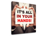 Art deco tablou pe pânză cu motivul Its all in your hands, citat motivațional în roșu-negru nuanțe | Motivațional tablou de perete Its all in your hands_002 – produs