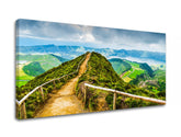Clasic tablou pe pânză cu motivul HORY, peisaj, hartă în maro-albastru nuanțe, atmosferă liniștită, natură, potrivit pentru birou | Tablou de perete HORY_043-13 – produs