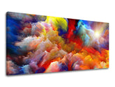Geometric tablou pe pânză cu motivul PANORAMĂ ABSTRACT, nori, cer în portocaliu-roșu nuanțe, atmosferă energică, natură și energie – principală