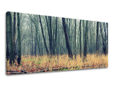 Clasic tablou pe pânză cu motivul PANORAMĂ COPACI, copaci, pădure, ceață, peisaj în maro-gri nuanțe, atmosferă liniștită, natură și singurătate – principală