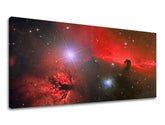 Modern tablou pe pânză cu motivul PANORAMĂ UNIVERS, stele, peisaj, natură, univers în alb-albastru nuanțe, atmosferă maiestuoasă, potrivit pentru birou – principală