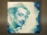 Pop art tablou pe pânză cu motivul Salvador Dalí - AQUArt, hartă în bej-albastru nuanțe, creativitate, potrivit pentru sufragerie | Tablou de perete Salvador Dalí - AQUArt – principală