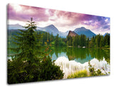 Clasic tablou pe pânză cu motivul SLOVACIA, munți, lac, nori, peisaj în violet-albastru nuanțe, atmosferă liniștită, natură și singurătate – principală