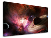 Clasic tablou pe pânză cu motivul stele, univers în violet-portocaliu nuanțe, atmosferă maiestuoasă, potrivit pentru sufragerie | Tablou de perete UNIVERS – principală