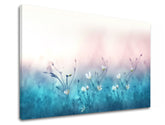Clasic tablou pe pânză cu motivul BIELE FLORI, flori, hartă, natură în alb-albastru nuanțe, atmosferă liniștită, natură și atmosferă de primăvară – produs