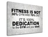 Modern tablou pe pânză cu motivul Fitness is not, citat motivațional, natură în alb-gri nuanțe, potrivit pentru birou de lucru | Motivațional tablou de perete Fitness is not – produs
