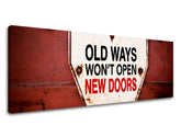 Vintage tablou pe pânză cu motivul Old ways, citat motivațional în alb-roșu nuanțe, potrivit pentru hol | Motivațional tablou de perete Old ways_003 – produs