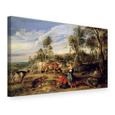 Tablou pe pânză Mulgătoare cu vite într-un peisaj – Peter Paul Rubens, vedere 3D