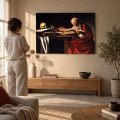 Tablou pe pânză Sfântul Ieronim – Caravaggio în living