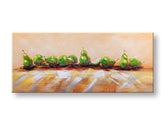 Pop art tablou pe pânză cu motivul HRUŠKY, fructe, peisaj, natură în bej-maro nuanțe, atmosferă liniștită, natură, potrivit pentru bucătărie – principală