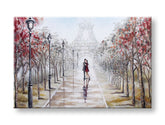 Pictat manual tablou pe pânză cu motivul PARIS, Turnul Eiffel, natură în alb-portocaliu nuanțe, atmosferă romantică, dragoste, potrivit pentru dormitor – produs