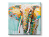 În stil scandinav tablou pe pânză cu motivul elefant, portret, hartă, oameni în alb-portocaliu nuanțe, atmosferă jucăușă, natură, potrivit pentru cameră de copii – principală