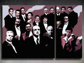 Pop art tablou pe pânză cu motivul The MAFIA Family, automobil în alb-negru nuanțe, atmosferă dramatică, familie și forță și putere, potrivit pentru sufragerie – principală