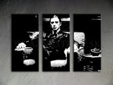 Pictat manual tablou pe pânză cu motivul GODFATHER, ceașcă de cafea în negru-alb nuanțe, forță și putere și lumea filmului | POP Art pictat manual tablou GODFATHER – produs