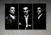 Pictat manual tablou pe pânză cu motivul Goodfellas, bărbat în costum în negru-alb nuanțe, atmosferă dramatică, mister | POP Art pictat manual tablou Goodfellas – produs