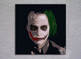 Pictat manual tablou pe pânză cu motivul JOKER în negru nuanțe, lumea filmului | POP Art pictat manual tablou JOKER – produs