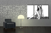 Pop art tablou pe pânză cu motivul Kate Moss, natură în alb-negru nuanțe agățat în interiorul sufragerie, frumusețe | POP Art pictat manual tablou Kate Moss – interior