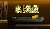 Pop art tablou pe pânză cu motivul LICHTENSTEIN în bej-roșu nuanțe agățat în interiorul sufragerie, cultură pop | POP Art pictat manual tablou LICHTENSTEIN – interior