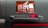 Pop art tablou pe pânză cu motivul Marilyn Monroe în bej-maro nuanțe agățat în interiorul sufragerie | POP Art pictat manual tablou Marilyn Monroe – interior, vedere 2