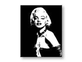Pictat manual tablou pe pânză cu motivul Marilyn Monroe în negru-alb nuanțe, atmosferă dramatică, glorie și iconografie | POP Art pictat manual tablou Marilyn Monroe – principală