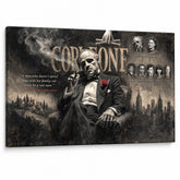 Tablou The Godfather: Don Vito Corleone cu arbore genealogic pe pânză canvas premium, stil cinematic, decor perete elegant de la Papilora