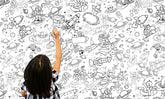 Modern tablou pe pânză cu motivul copil, fată, peisaj, motiv pentru copii, natură în alb-negru nuanțe agățat în interiorul cameră de copii – interior