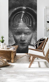 Modern tablou pe pânză cu motivul Zoya VERDI + lipici Gratuit în alb-albastru nuanțe, atmosferă misterioasă, potrivit pentru birou | Fototapet de perete Zoya VERDI + lipici Gratuit – principală