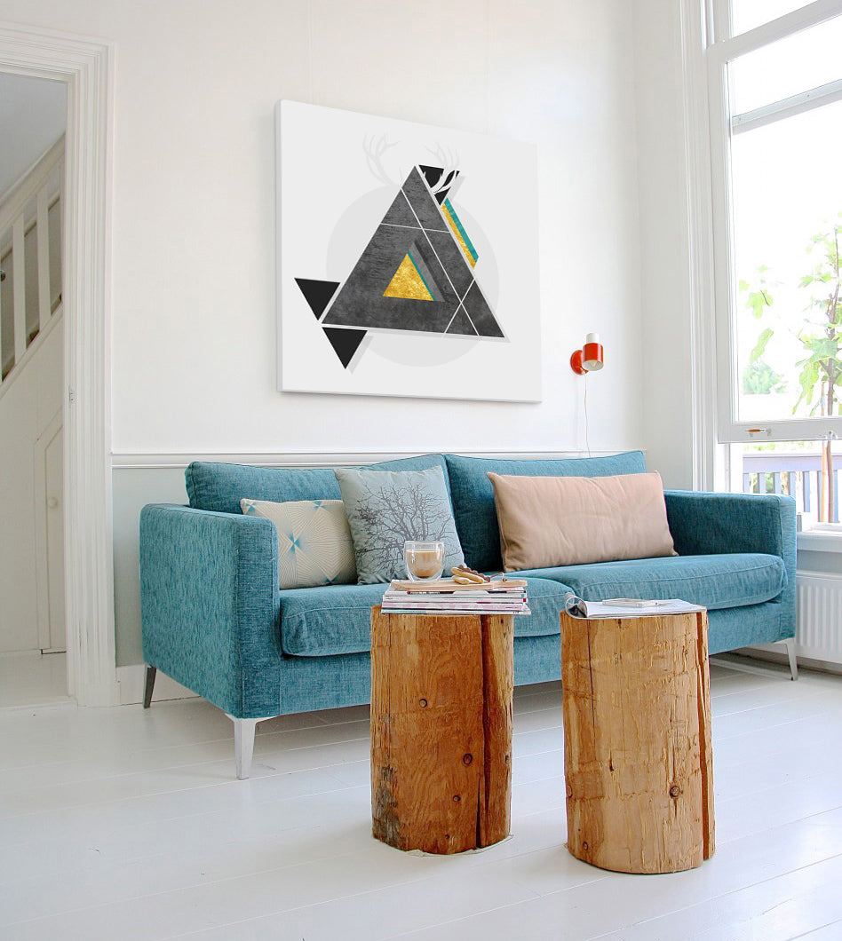 În stil scandinav tablou pe pânză cu motivul Instant Abstraction, natură în multicolor nuanțe agățat în interiorul birou, natură – interior