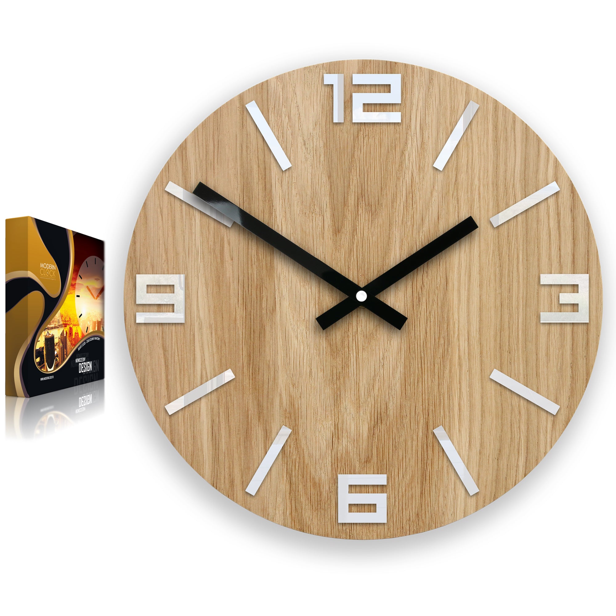 Ceas de perete din lemn ARABIC Alb