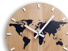 Ceas de perete din lemn Harta negru