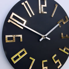 Ceas de perete modern SLIM negru mat