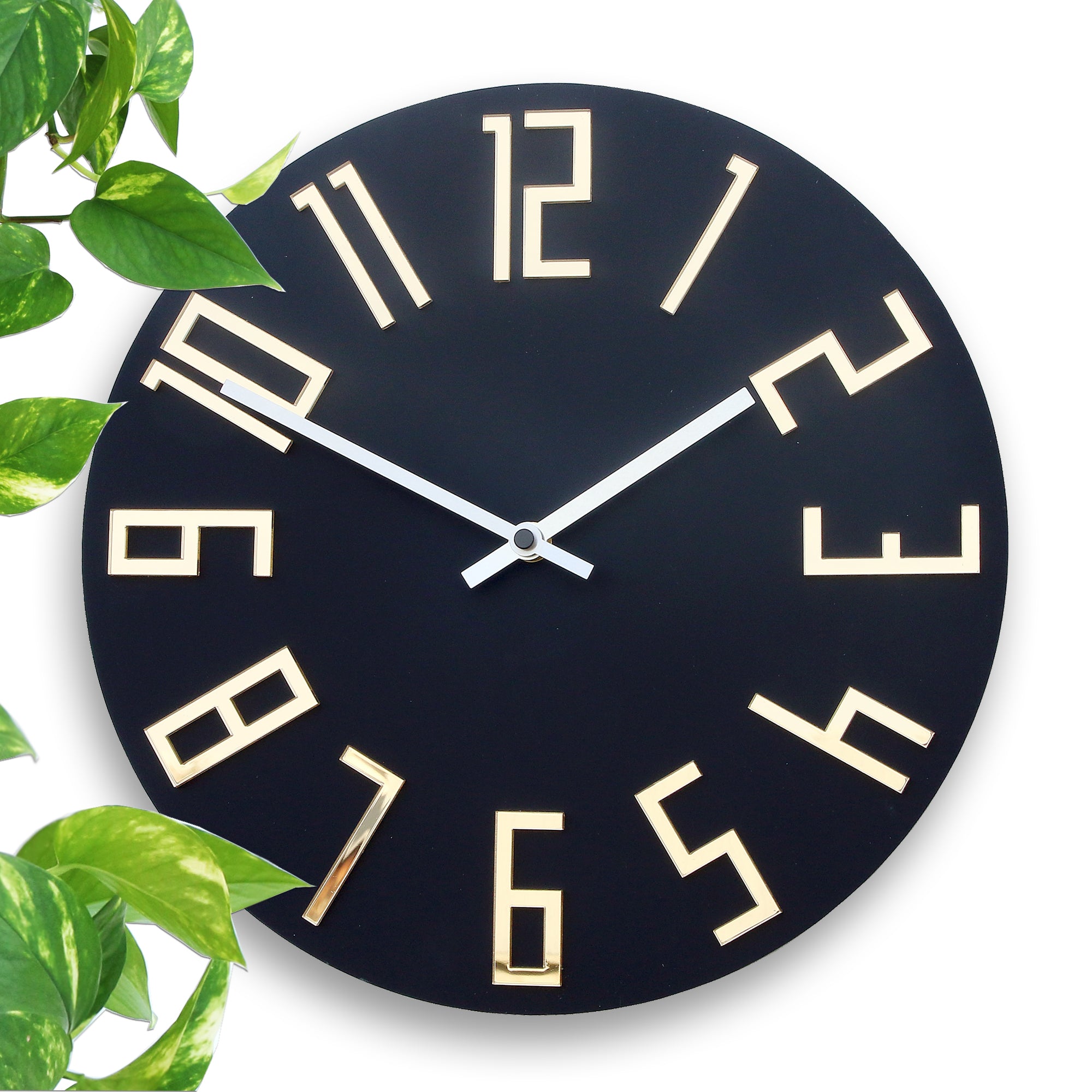 Ceas de perete modern SLIM negru mat