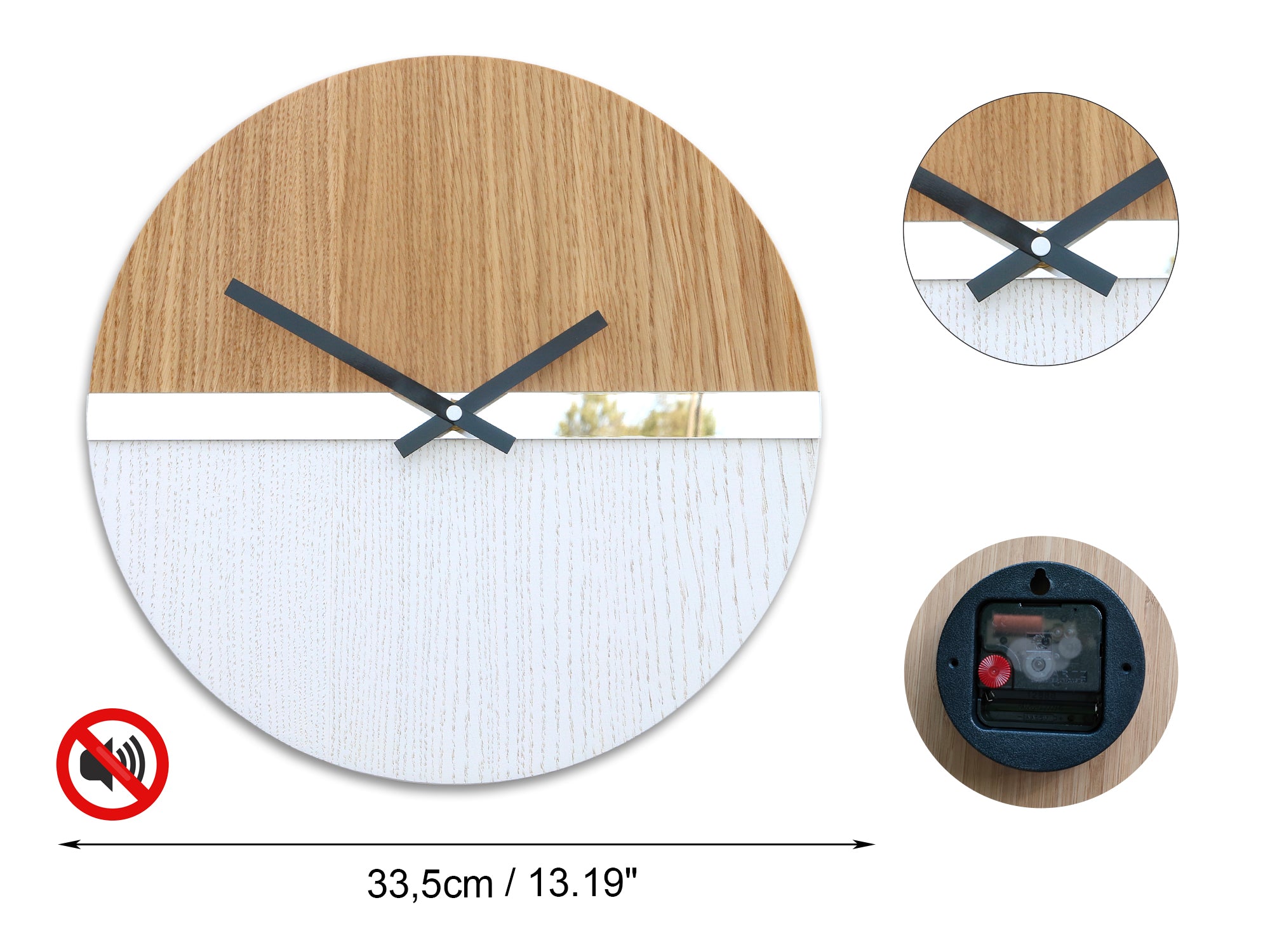 Ceas de perete modern cu oglindă