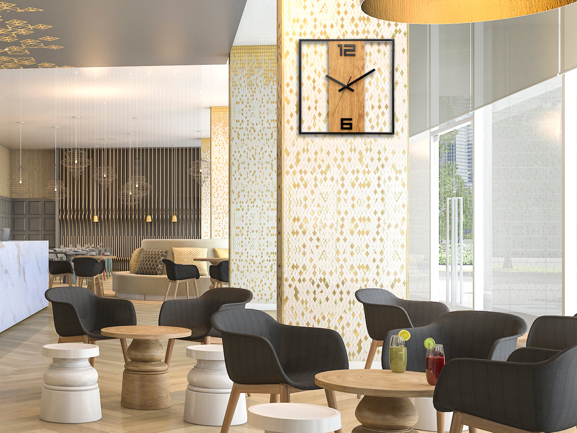 Ceasuri de perete moderne RETRO Lemn-metal