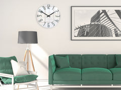 Ceas de perete modern SLIM Acrilic alb-gri