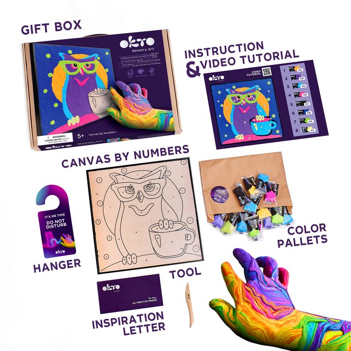 OKTO pictură cu masă autopolimerizabilă 30 x 30 cm Bufniță