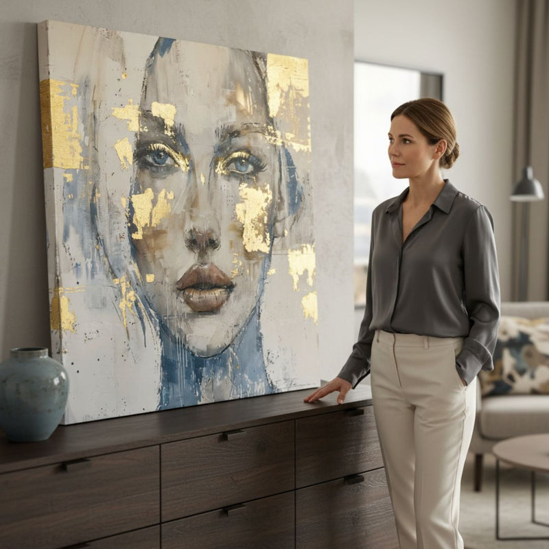 Tablou elegant cu femeie pe pânză pentru hol Papilora