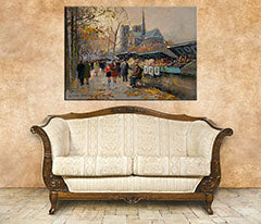 Imaginea pe panza BOOK SELLERS ALONG THE SEINE - Edouard Leon Cortes REP030