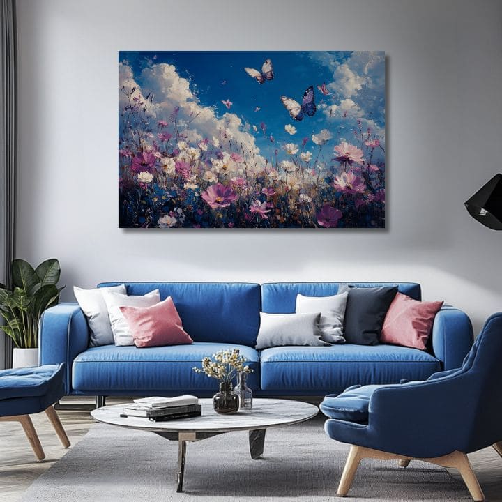 Pictura de fluture - zboară peste pajiște