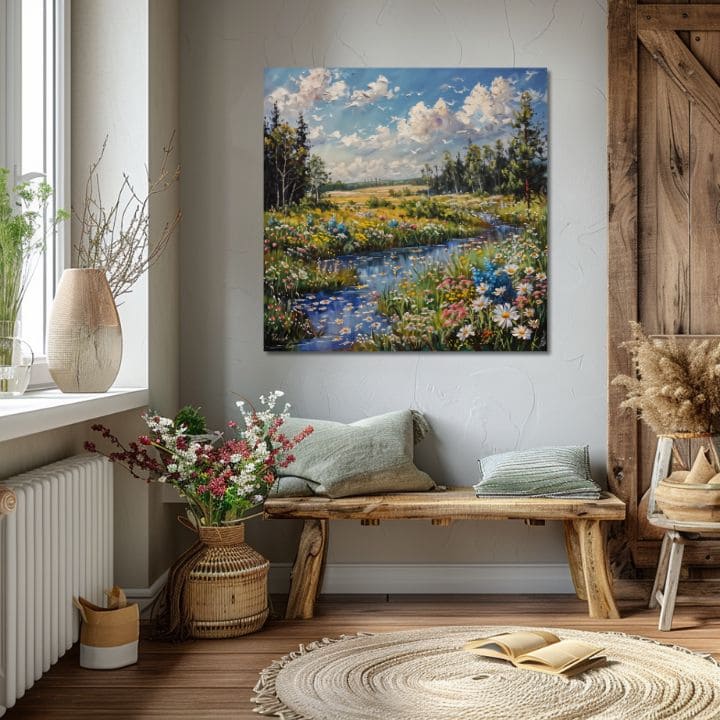 Peisaj pictura pe panza Stream în natură