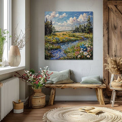 Peisaj pictura pe panza Stream în natură