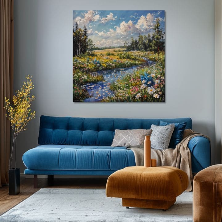 Peisaj pictura pe panza Stream în natură