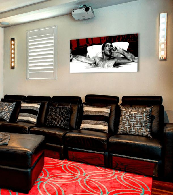 Cei mai mari mafioți pe pânză Scarface - Tony Montana cu trabuc în piscină 120x60 cm