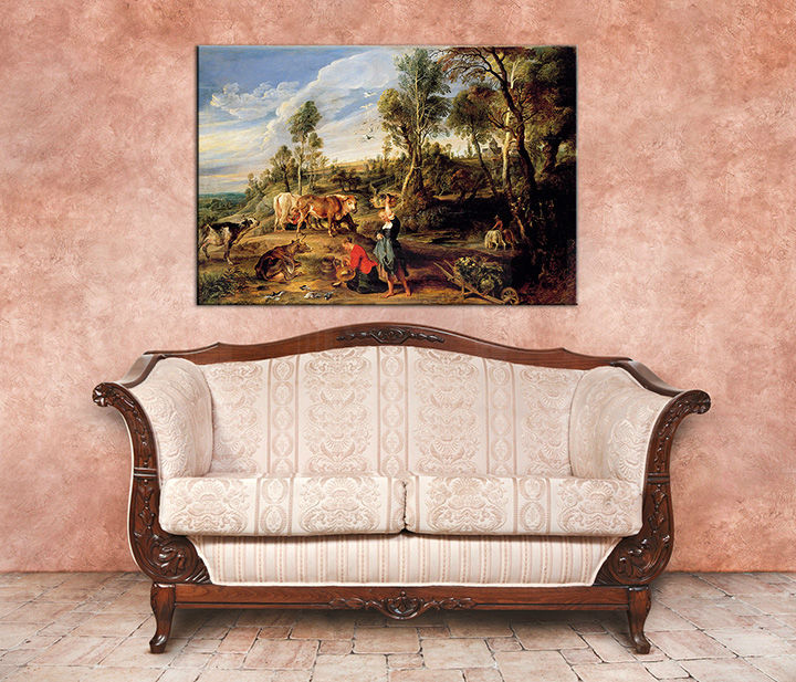 Lăptărese cu cățea în peisaj - Peter Paul Rubens 60x40 cm