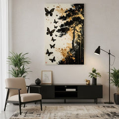 Imaginea pe panza Butterfly Harmony - Black and Gold Design