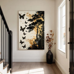 Imaginea pe panza Butterfly Harmony - Black and Gold Design