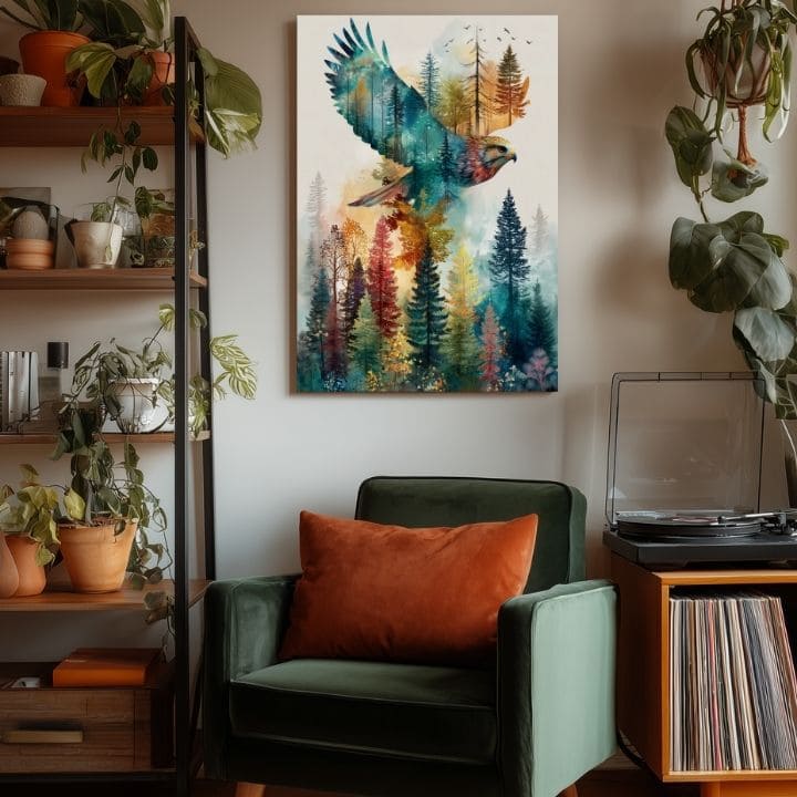 Imaginea pe pânză Zborul vulturului - Motivul dinamic al naturii