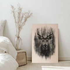 Imaginea pe lemn - Căprioară într-o nebuloasă liniștită