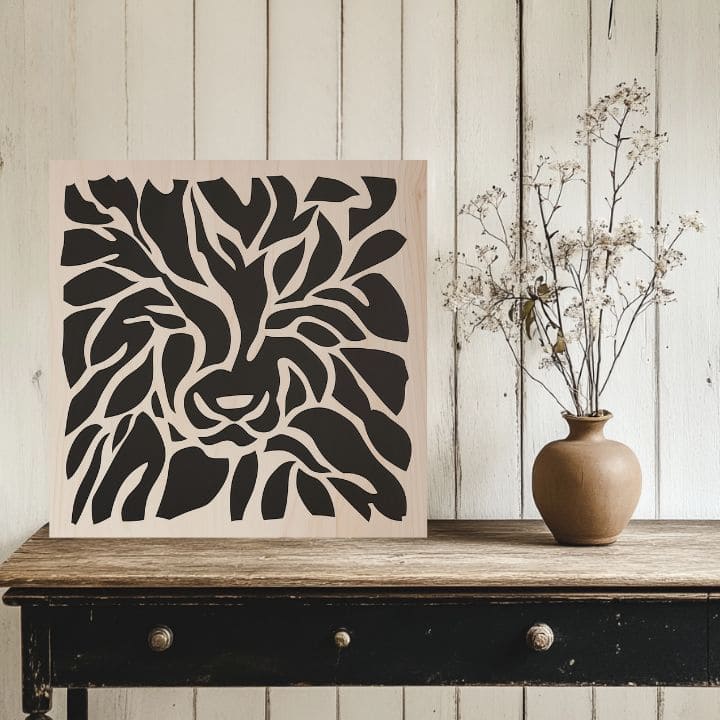 Pictură pe lemn Aslan - regele pădurilor nordice